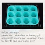 CAKETIME Silicone Muffin Pan Set, Cupcake Pans 12 Cups Silicone Baking Molds, Food Grade, Pinch Test Approved, Pack of 2