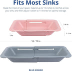 BLUE GINKGO Over the Sink Colander Strainer Basket - Wash Vegetables and Fruits, Drain Cooked Pasta and Dry Dishes - Extendable - New Home Kitchen Essentials (Grey & Pink, 2 Pack)
