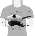 Elite Gourmet EG6207# Scratch Resistant 10.5-inch (2Qt) Fry Pan, Easy-Pour Spout Dishwasher Safe, Non-stick Electric Skillet with Vented Glass Lid, Adjustable Temperature, Black