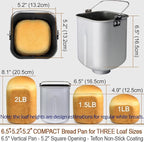 KITCHENARM 19-in-1 HANDY Bread Machine with Homemade Cycle and Gluten Free Setting - Beginner Friendly 2LB 1.5LB 1LB White Bread Maker Machine with Recipes and Delay Timer