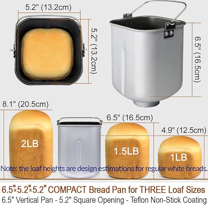 KITCHENARM 19-in-1 HANDY Bread Machine with Homemade Cycle and Gluten Free Setting - Beginner Friendly 2LB 1.5LB 1LB White Bread Maker Machine with Recipes and Delay Timer