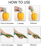 Pepper Seed Corer Remover Tool,2 in1 Efficient Bell Pepper Corer,Jalapeno Pepper Cutter Deseeder,Quick Cutting& Deseeding Pepper Seed Remover Tool, Kitchen Gadget Tool for Fruit Vegetables (Beige)