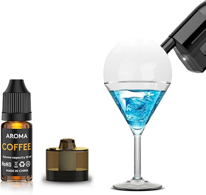 Cocktail Bubble Smoke Gun Accessories, 10ml, Includes 4 Contains, 4 Aromatic Flavor Oils, Coffee Flavor
