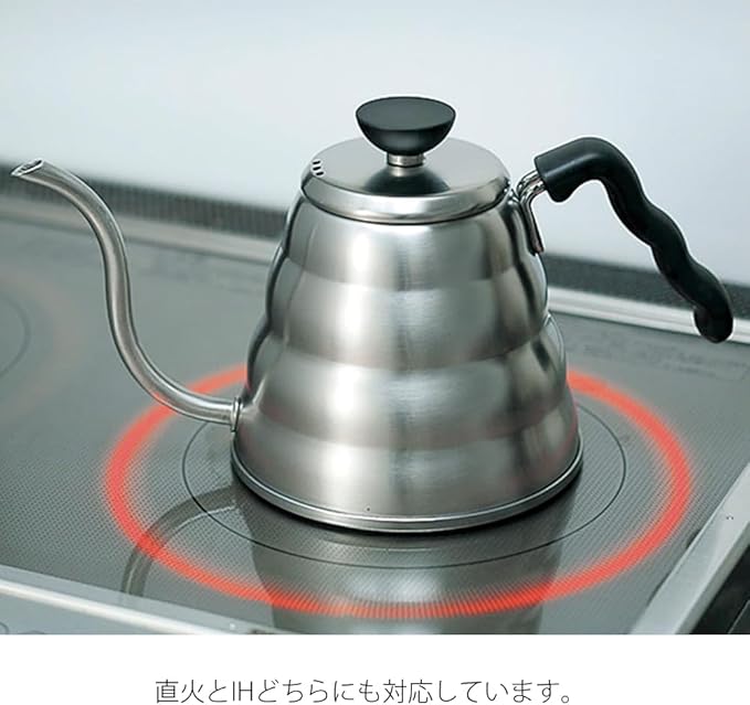 Hario V60 "Buono" Drip Kettle Stovetop Gooseneck Coffee Kettle 1.2L, Stainless Steel, Silver