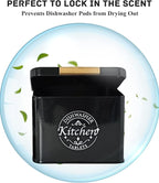 Dishwasher Pod Container with Hinged Lid. Farmhouse Metal Dishwaser Pods Holder for Kitchen Cabinet Organizer. Modern Kitchen Decor and Accessories. Dishwasher Detergent Tablet Storage (Black)