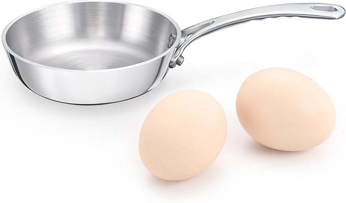 Mini Sauce Pan, Tri-Ply Stainless Steel Pot with Stay-Cool Handle Heating Sauce Gravy & Oil (4 Inch/0.12Quart) -Silver