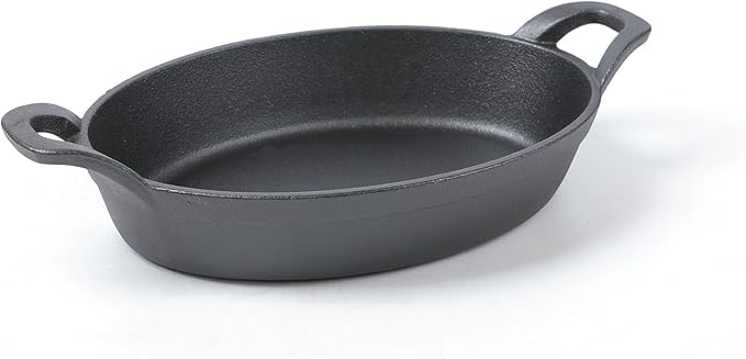 HAWOK Cast Iron Oval Casserole Dish, Au Gratin Cookware, 4 pcs