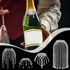 OLYCRAFT 4Pcs 4 Styles Rhinestone Wine Bottle Decoration Jewel Tassel Wines Bottle Short Veil 4.7 Inch Rhinestone Tassel Wine Bottles Pendant Wines Bottles Cork Charms for Party Wedding Decor