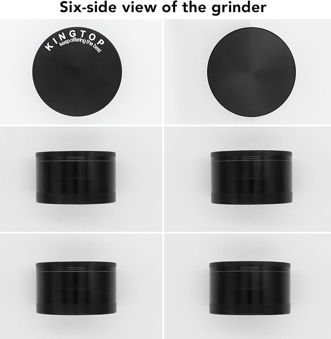 KINGTOP Grinder, Large 3" Spice Grinder (Midnight Black)