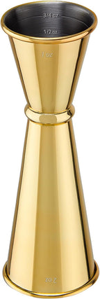 Jigger for Bartending, Briout Double Cocktail Jigger Japanese Premium 304 Food Grade Stainless Steel Jigger 2 OZ 1 OZ with Measurements Inside, Gold