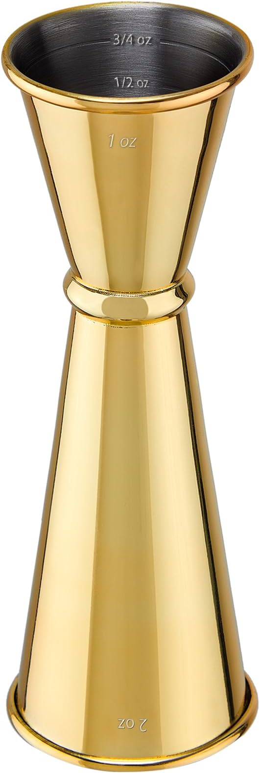 Jigger for Bartending, Briout Double Cocktail Jigger Japanese Premium 304 Food Grade Stainless Steel Jigger 2 OZ 1 OZ with Measurements Inside, Gold