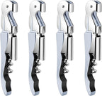 4 Pieces Professional Waiter Corkscrew Wine Openers, Pink Wine Keys Opener Stainless Steel Hinges Serrated Foil Cutter for Restaurant Waiters, Sommelier, Bartenders (White)