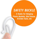 24 PCS S Hooks for Hanging with Safety Buckle, 3.5 inch Heavy Duty Metal S Shaped Hooks Stainless Steel for Hanging Kitchen Utensil, Cups, Pots, Plants, Bags, Hats (White)