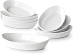 Au Gratin Baking Dishes for Oven Safe, Porcelain Mini Casserole Dish (8pc Set). 10oz Individual Gratin Dishes Set, Ceramic Small Baking Dish for Single Serving, Banana Split Bowls, 7.6x4.4in