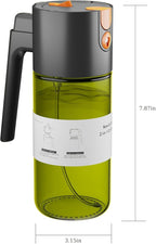 LUKUMIQI 2 in 1 Oil Sprayer for Cooking, 17oz Light-Blocking Glass Spray Bottle with Stickers, Oil Dispenser for Salad, Air Fryer & BBQ