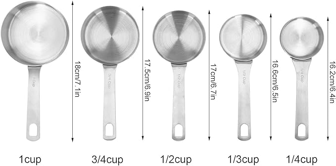 Measuring Cups Measuring Spoon Handle with Scale Stainless Steel Multifunctional Durable Portable Kitchen & Dining Measuring Tool for Dry Foods Spices or Liquids Ingredients (3/4 Cup)