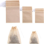400 Pack Disposable Drawstring Tea Filter Bags Safe & Natural Unbleached Paper Tea Infuser Drawstring Empty Bag for Loose Leaf Tea (Multi-size, Natual Color)