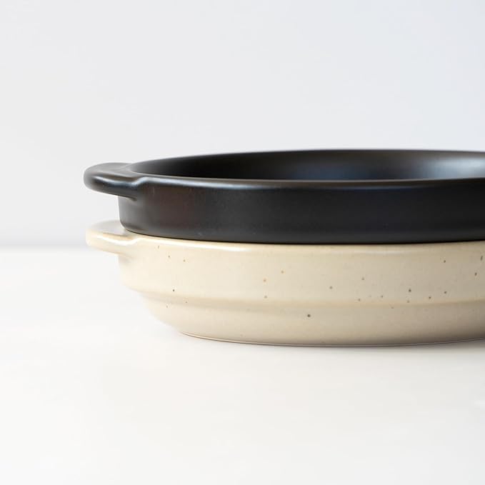 Santo Banko Ware Au Gratin Dish for One Person Capacity 13.5 fl oz (400 ml) Heat Resistant Ceramic Oven Safe Direct Fire Microwave Dishwasher Safe Stackable Black Made in Japan