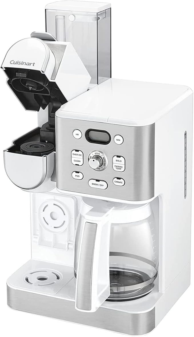 Cuisinart 12-Cup Coffee Maker, Single-Serve Brewer Glass Carafe, Automatic Hot & Iced Coffee Machine, Brew Strength Control and Brew Pause, SS-16W, White