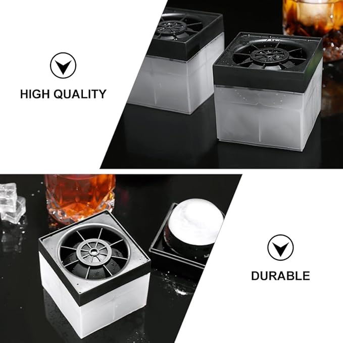 Mikinona 2pcs Ice Ball Molds round DIY Ice Sphere Maker Bar Making Tools for Whiskey Cocktails Home Kitchen Specialty Gadget