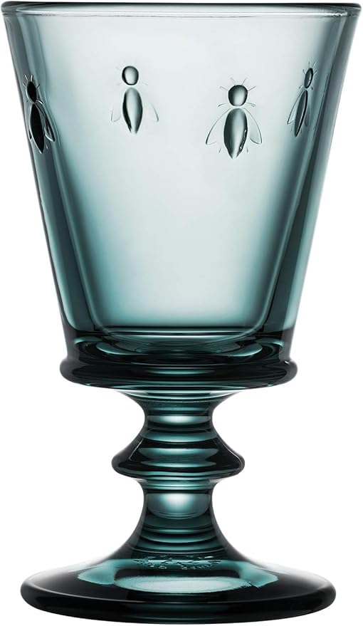 La Rochere Napoleon Bee Blue Stemmed Wine Glasses Set of 6 – Vintage French Glassware with Stable Base – Elegant, Durable Glasses for Confident Hosting and European-Style Tables (8 oz)
