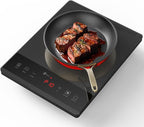Electric Hot Plate,Nuopuplai Single Countertop Burner Portable Ceramic Cooktop For Cooking Ultra-thin Electric Stove Infrared Cooker,24-Hour Timer Child Safety Lock,Compatible With All Cookware 1800W
