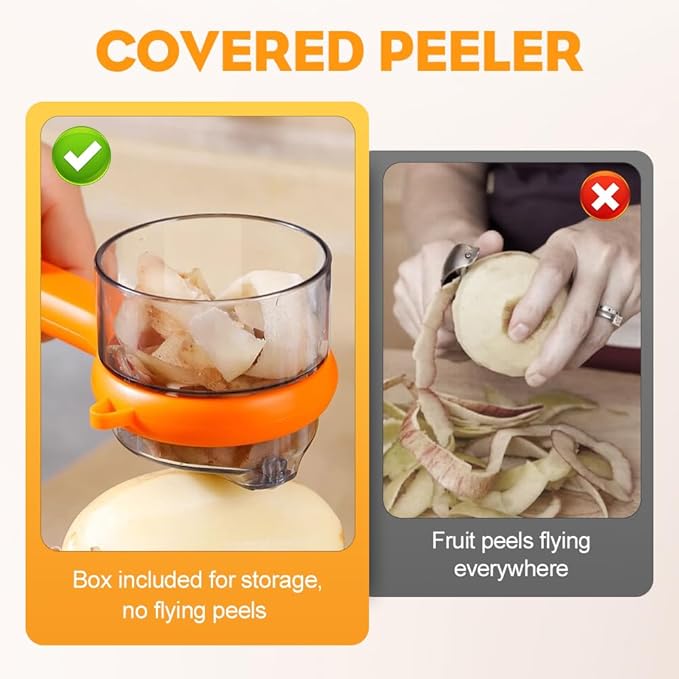2 Pcs Peeling Knife with Storage Box, 2025 New Vegetable Peeler with Container, Kitchen Multi Function Veggie Peeler for Kids Adults, Fruit and Vegetable Peeling Knife with Catcher (Set)
