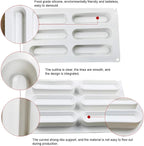 OCPO KITCHEN Eclair Silicone Mold for Baking Mousse Cake, French Dessert, Pastry, Chocolate, Ice Cream, Cake Decoration Mold, 3D Concave Eclair Shape (6-Cavity)