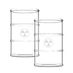 Pund'it Polluted Shatter Resistant Halloween Drink Glasses, Set of 2, 16oz Radioactive Barrel Themed Cocktail and Soda Glasses