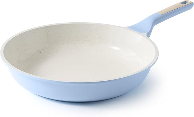 SENSARTE Nonstick Ceramic Frying Pan 11-Inch, Healthy Non Toxic Skillet, Induction Compatible Omelet Pan with Heat Resistant Handle, PFAS-Free, Blue