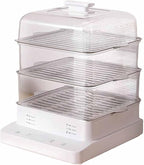 Electric Food Steamer - 3-Tier Design with 90-Minute Timer for Healthy Cooking of Vegetables, Meat, and Fish - Includes 15-Second Steam Burst and Smart Preset Function