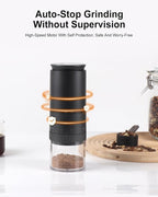 Portable Electric 420 Stainless Steel Burr Coffee Grinder, Rechargeable Espresso Grinder with 38 Adjustable Grind Settings