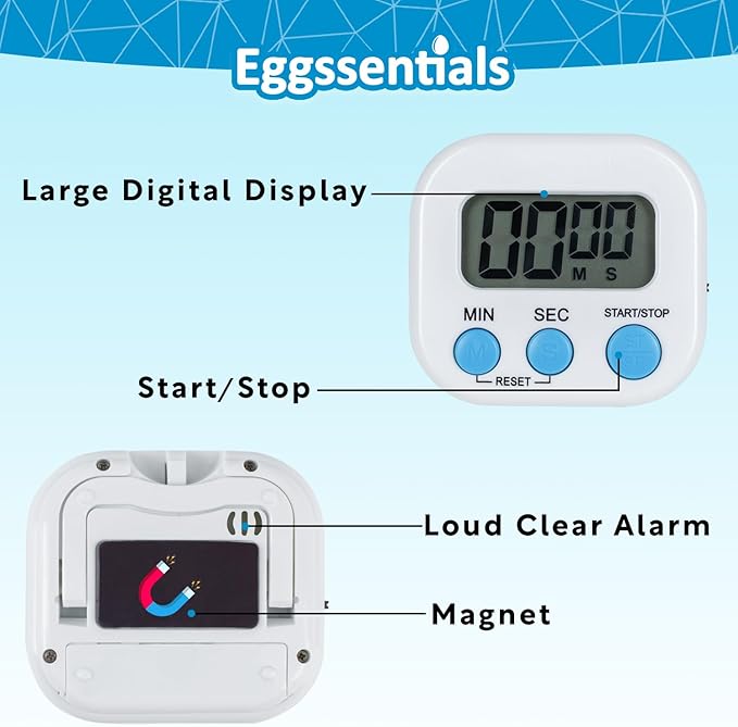 Pack of 4 - Kitchen Timer with Big Digital Numbers and Loud Alarm - Kitchen Timers for Cooking, Classroom for Kids, Gym, Yoga, Office.