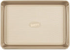 Glad Baking Pan Nonstick - Oblong Metal Dish for Cake and Lasagna - Heavy Duty Carbon Steel Bakeware, Small, Gold