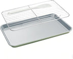 7PCS Ceramic-Coated Baking Sheet Set - 10x15in Jelly Roll Pan Non-Stick Cookie Sheet with Wire Rack, Silicone Spatula & 4 Cookie Cutters, PFAS Free, Oven Safe (550°F), Pistachio Green