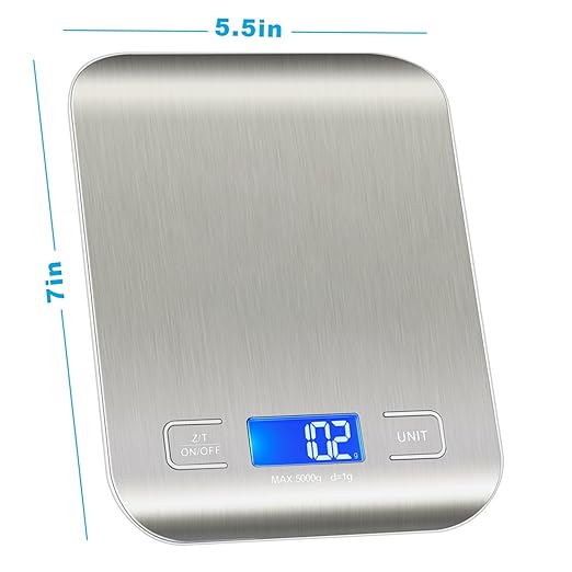 WIWUE GUO Food Scale, Kitchen Scale, Weight Scale Grams and Ounces for Weight Loss, Baking, Cooking, Keto and Meal Prep, LCD Display, 304 Stainless Steel