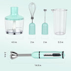 Immersion Hand Blender, ISILER 5-in-1 500-Watt Multi-Purpose Stick Blender with 860ml Food Chopper, 600ml Container, Milk Frother, Egg Whisk, 8-Speed for Puree Infant Food Smoothies Soups