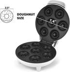 DSP Mini Donut Maker - Non-Stick, Cool Touch Electric Doughnut Machine for Mini Donuts - Perfect for Breakfast, Snacks & Desserts (White, 7 Donuts)