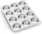 P&P CHEF Muffin Pan Cupcake Baking Pan Set, Stainless Steel Muffin Tin Tray for Mini Cake Tart Quiche, Oven & Dishwasher Safe, Non-toxic & Heavy-duty, (12 Cup, 1Pc)