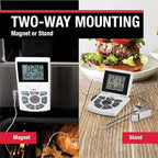 CDN Digital Probe Cooking, Cooling Thermometer, Smoker Oven Grill Candy Deep Frying, Multifunctional Thermometer/Timer/Clock with Loud Alerts, Stainless Steel Probe/Pot Clip, White or Silver (DTTC-W)