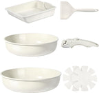 GiPP Ceramic Pots and Pans Set Non Stick, Nonstick Detachable Handle Cookware Sets, Non Toxic Induction Kitchen Pot and Pan with Removable Handle, Healthy RV Cookware, Dishwasher ＆Oven Safe, 7 Piece