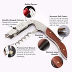 Personalized Wine Opener Wine Bottle Opener 3 in 1 Corkscrew Wine Bottle Opener Wine Key Wood Handle Stainless Steel Wine Opener for Bar Restaurant Waiters Sommelier Bartend(Design 1)