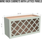Solid Wood RTA Wine Bottle Rack Wall Cabinet with Lattice Panels - Wine Storage for Bar, Pantry, Cellar - Mocha (Jade Green, 30'W 12'D 15'H)
