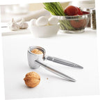 TIDTALEO Multi-functional Walnut Opener and Nutcracker Clip with Aluminum Funnel, Handheld Silver Nutcracker Tool for Walnuts and Pecans, Kitchen Specialty Gadget for Home Use
