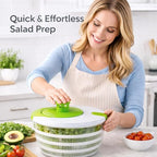SKYREN 4 Qt Salad Spinner, Vegetable Washer & Dryer with Easy Spin Handle, Non-Slip Base, Large Capacity Kitchen Prep Tool, Green Glaze, 6.54 Inch Height