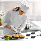 Tessco 16 Pieces Mini Tart Pans with Removable Bottom Nonstick Quiche Mini Pie Tart Pans Bakeware Mold Fluted Side for Pies(Black Round,5 Inch)