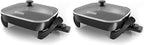 BLACK+DECKER Electric Skillet,Variable Temperature Control,Nonstick Cooking Surface,Dishwasher Safe,Tempered Glass Lid,12"x15",(Pack of 2)