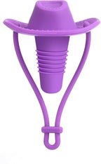 Silicone Wine Stopper, Reusable Cowboy Hat Bottle Sealer, Decorative Wine Accessories, Leakproof Cork Replacement, Wine Collector Gift, Funny Kitchen Gadget to Keep Wine Fresh (Purple)