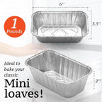 (35 Pack) 1 Lb Aluminum Foil Mini Loaf Pans - Foil Bread Pans for Baking - Perfect to Bake Individual Bread Loaves, Cakes & Meat - 1 Pound Aluminum Loaf Pans - 6 x 3.5 x 2 Inches