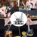 Cocktail Shaker Set, 16-Piece Boston Stainless Steel Bartender Kit with Bar Mats and Bar Set with Acrylic Stand, Professional Bar Tools for Party, Bar, Home (Include Cocktail Recipes Booklet)